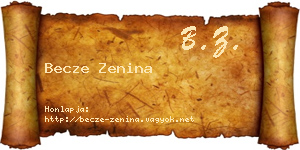 Becze Zenina névjegykártya